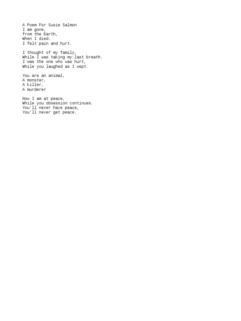 A Poem For Susie Salmon | PDF
