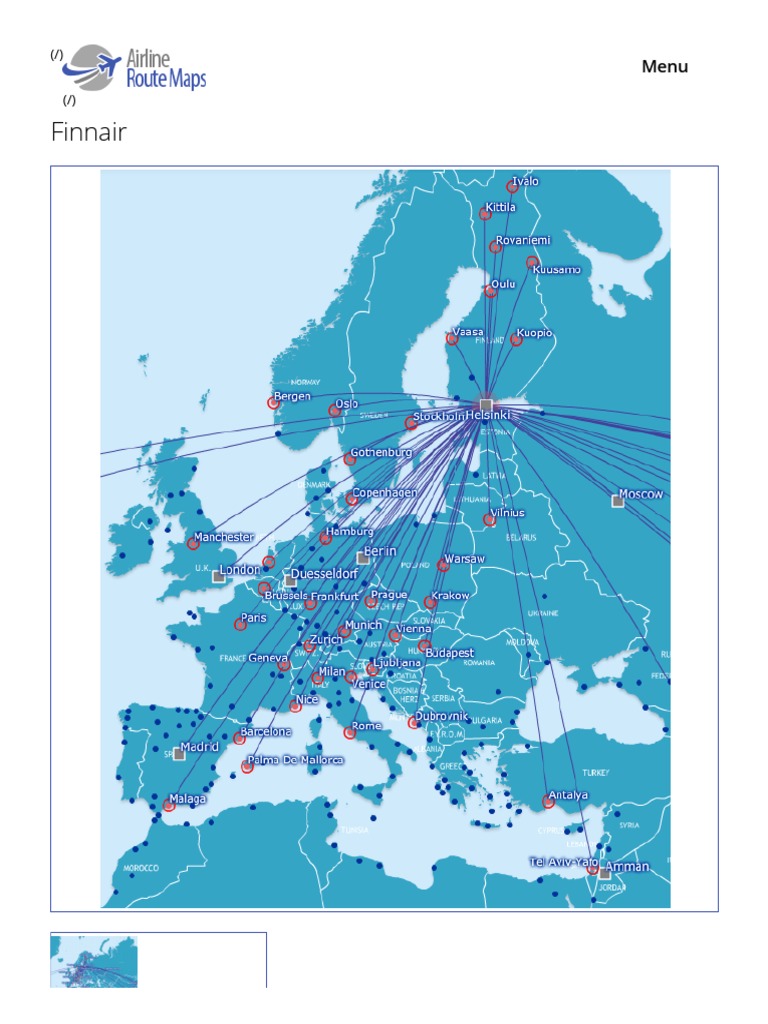 Finnair Route Map Europe PDF