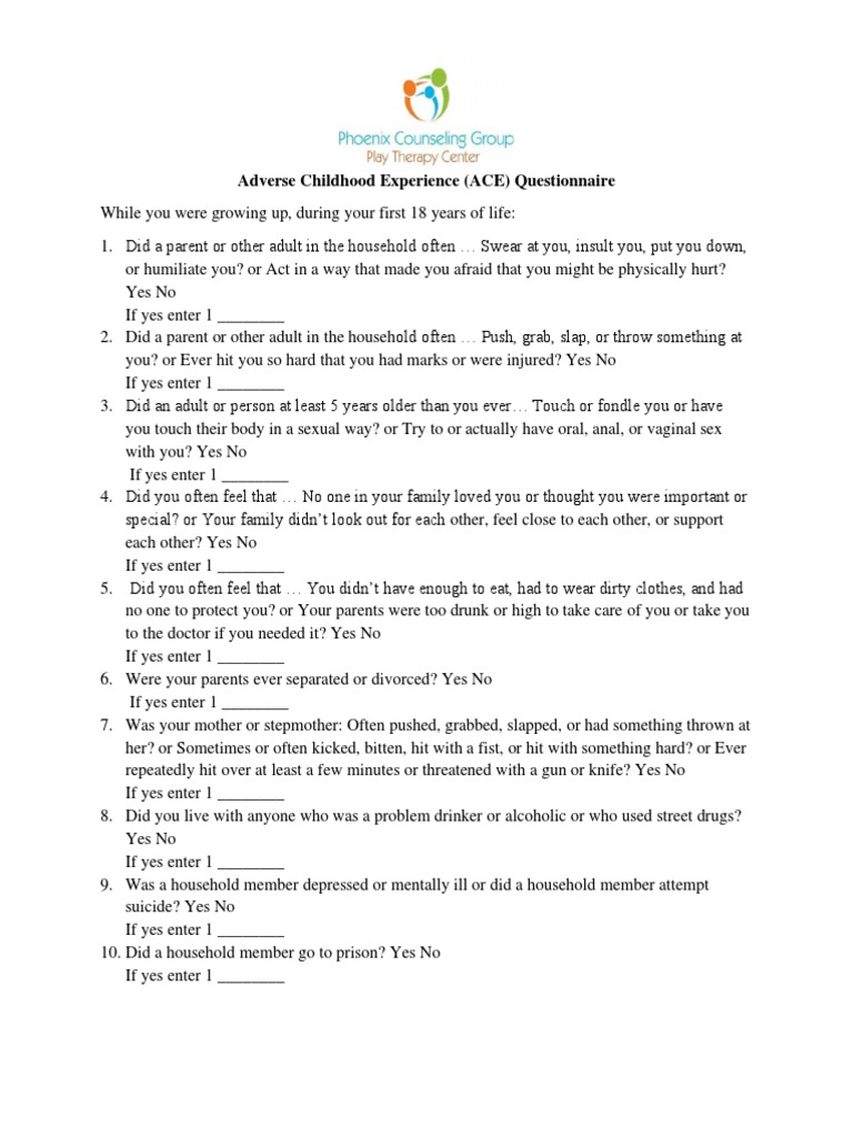 ACE Questionnaire for Childhood Trauma | PDF