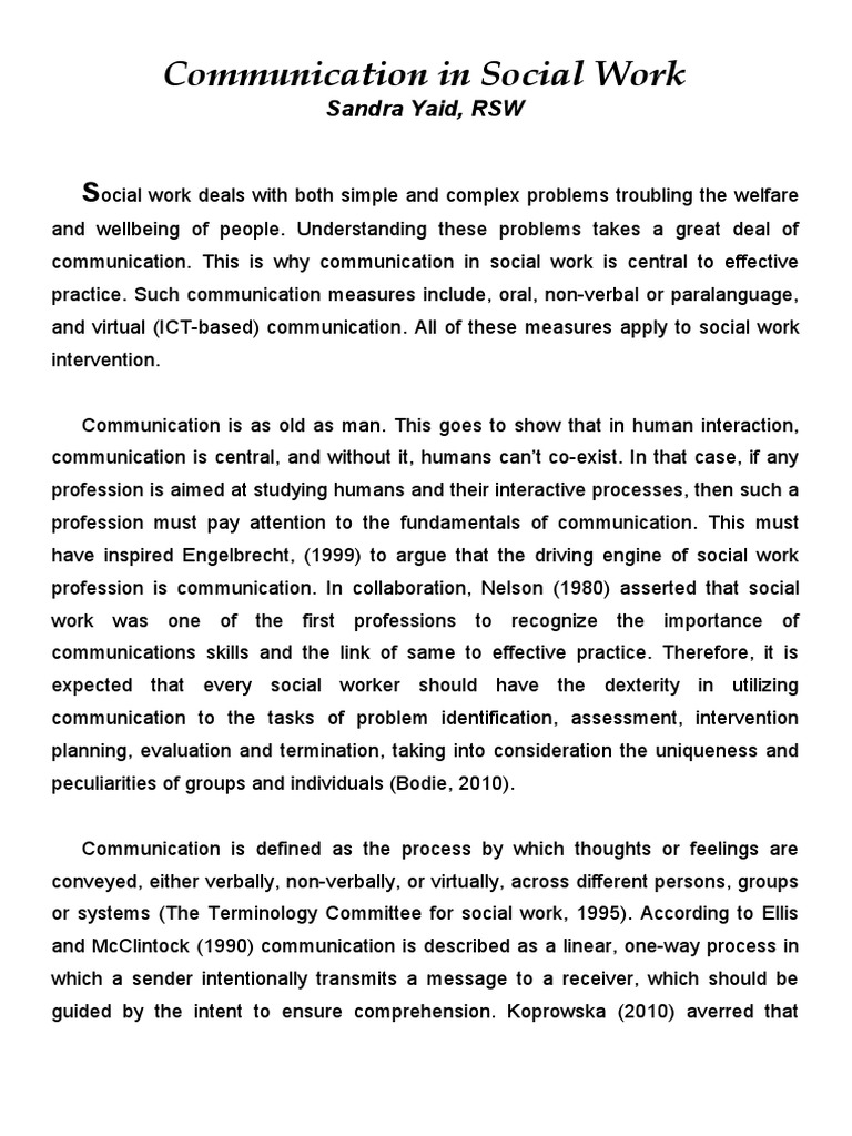 Communication Skills in Social Work | PDF | Nonverbal Communication ...