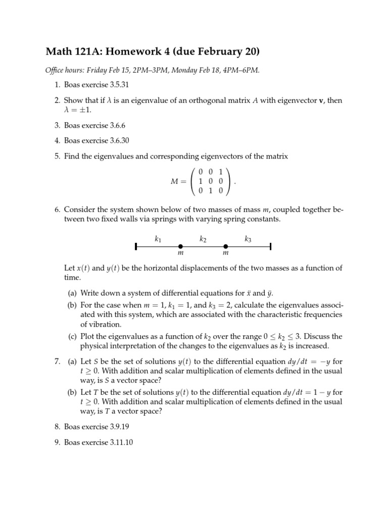 Math 121A: Homework 4 (Due February 20) | PDF