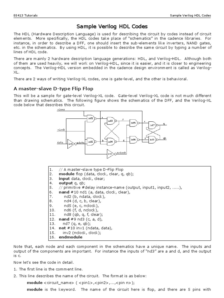 Sample Verilog HDL Codes | PDF