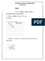 Tarea 2 Matemática Suma, Resta y Multiplicación de Decimales