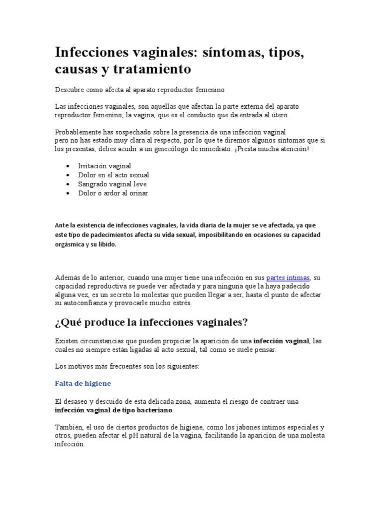 Infecciones Vaginales Síntomas Y Tratamiento Pdf Candidiasis Vagina