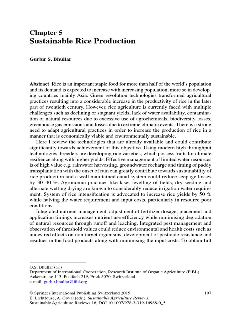 INAT22.AR03.Sustainable Rice Production | PDF | Rice | Agriculture