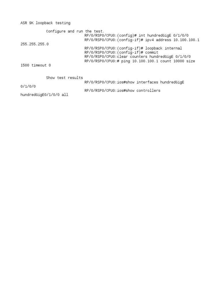 ASR 9K Loopback Testing | PDF