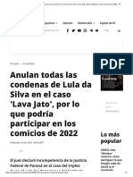 Anulan todas las condenas de Lula da Silva en el caso 'Lava Jato', por lo que podría participar en los comicios de 2022 - RT