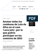 Anulan Todas Las Condenas de Lula Da Silva en El Caso 'Lava Jato', Por Lo Que Podría Participar en Los Comicios de 2022 - RT