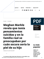 Meghan Markle revela que tenía pensamientos suicidas y en la familia real se preocupaban por cuán oscura sería la piel de su hijo - RT