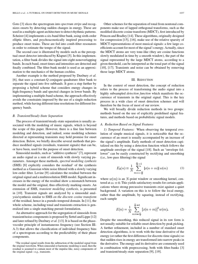 Music Signal Onset Detection Guide | PDF | Filter (Signal Processing ...