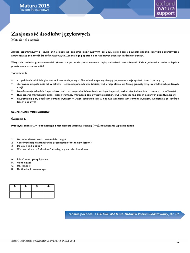 Oxford Matura Trainer Poziom Podstawowy Pdf