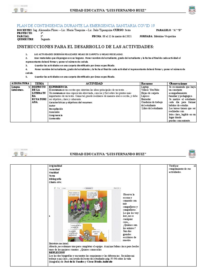 Semana 5 PLAN DE CONTINGENCIA DURANTE LA EMERGENCIA SANITARIA COVID 19 ...