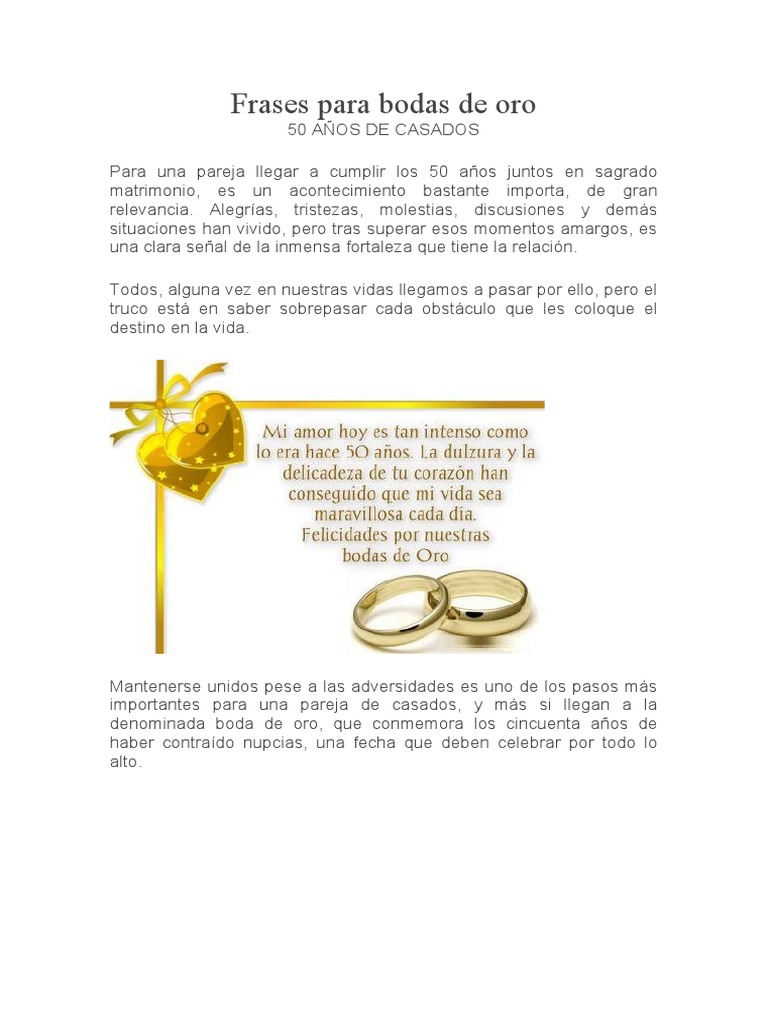 Frases para celebrar bodas de oro | PDF