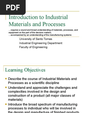 Introduction To Industrial Materials and Processes | PDF 