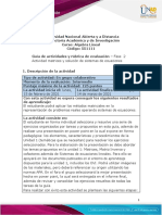 Guía de Actividades y Rúbrica de Evaluación - Unidad 1 - Fase 2 Actividad Matrices y Solución de Sistemas de Ecuaciones
