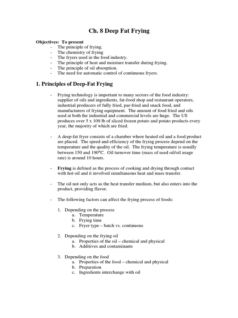 Principles of DeepFat Frying PDF Fat Foods