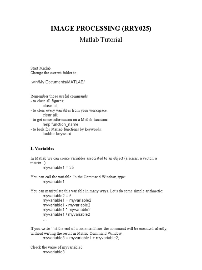 Matlab Tutorial | PDF