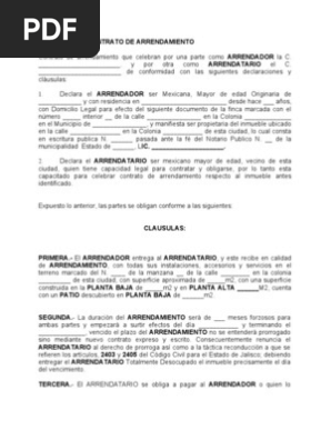 Formato Contrato Arrendamiento Alquiler Gobierno Prueba