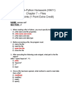Chapter 7 - Files 21 Points (1 Point Extra Credit) : CS 104-Python Homework (HW11)