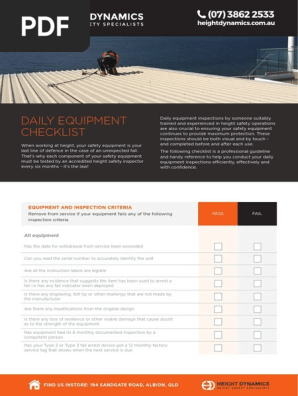 Height Dynamics Daily Equipment Inspection Checklist