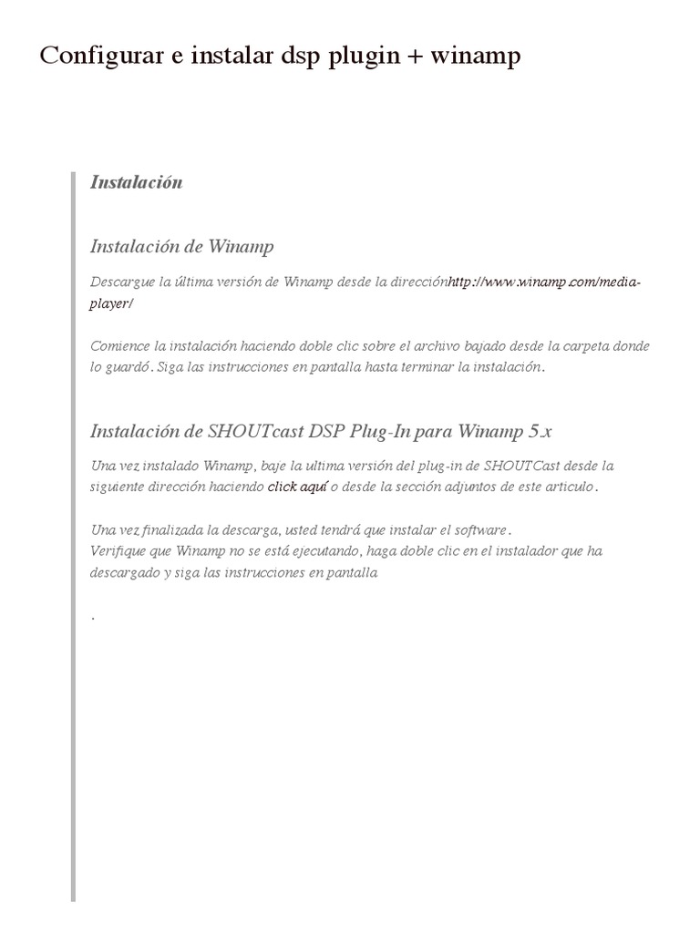Configurar e Instalar DSP Plugin Winamp PDF Red mundial
