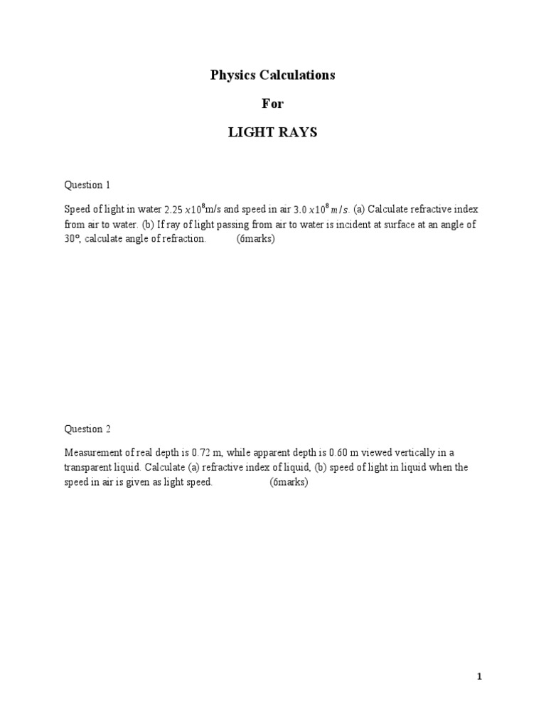 Physics Module 3 LIGHT WAVE CALCULATIONS | PDF