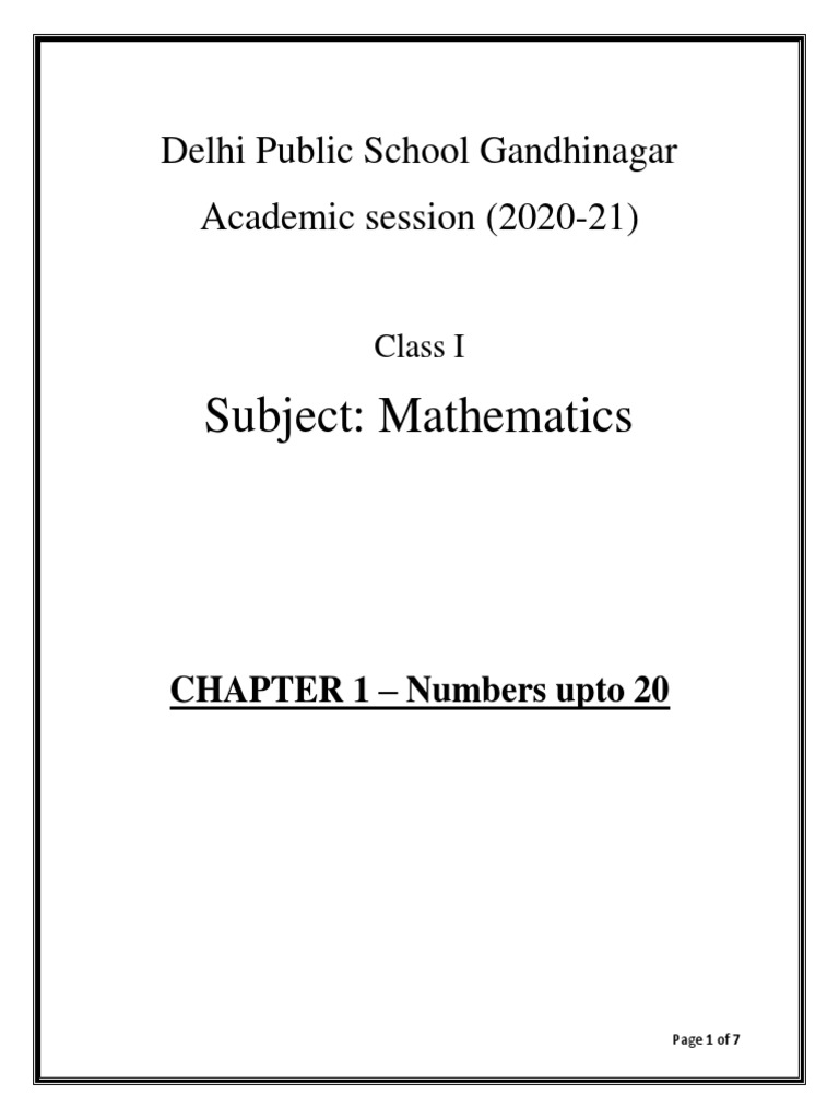 DPS Class 1 Maths Syllabus Overview | PDF | Teaching Mathematics