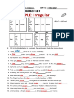 PAST SIMPLE: Irregular: Grammar Worksheet