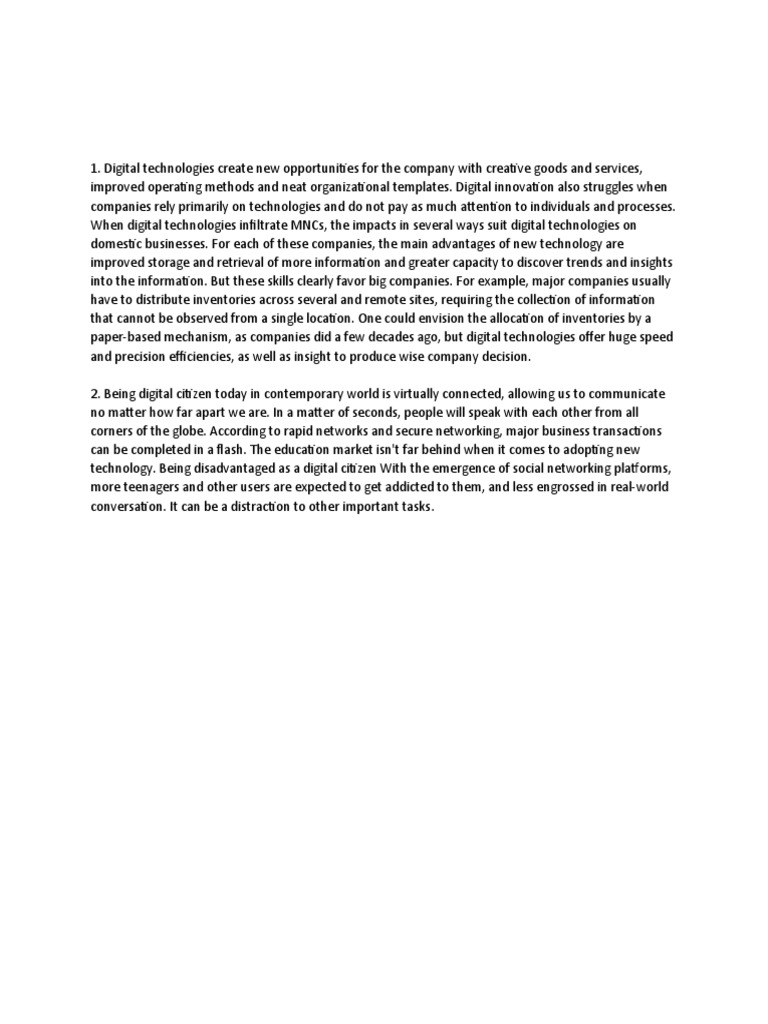 Essay On Digital Technologies | PDF