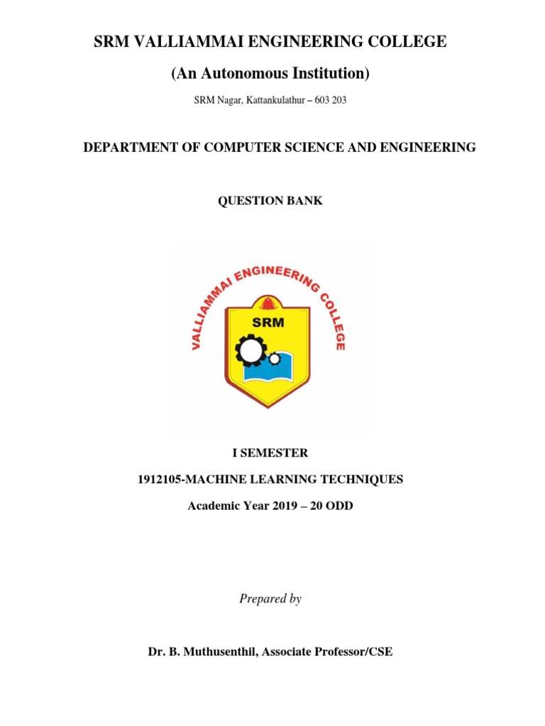 Machine Learning Techniques Question Bank | PDF | Machine Learning ...