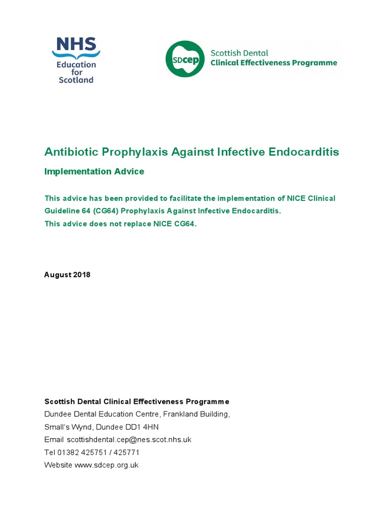 Antibiotic Prophylaxis Against Infective Endocarditis Implementation