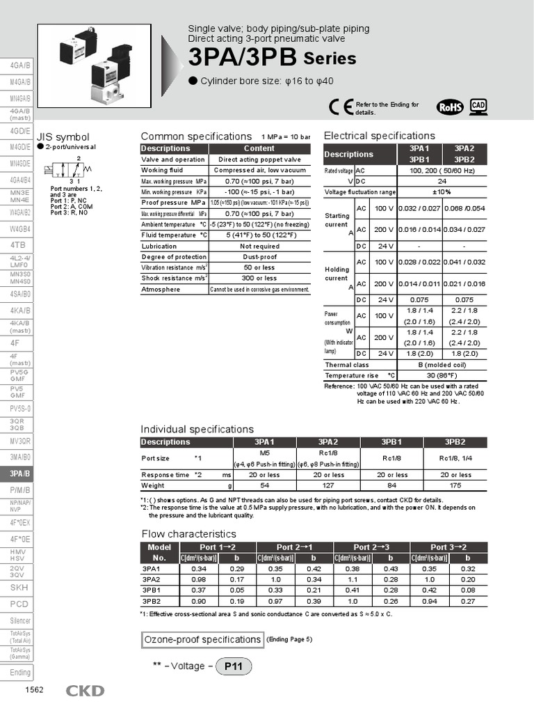 3PA/3PB Series Valve Specifications | PDF | Electrical Connector ...