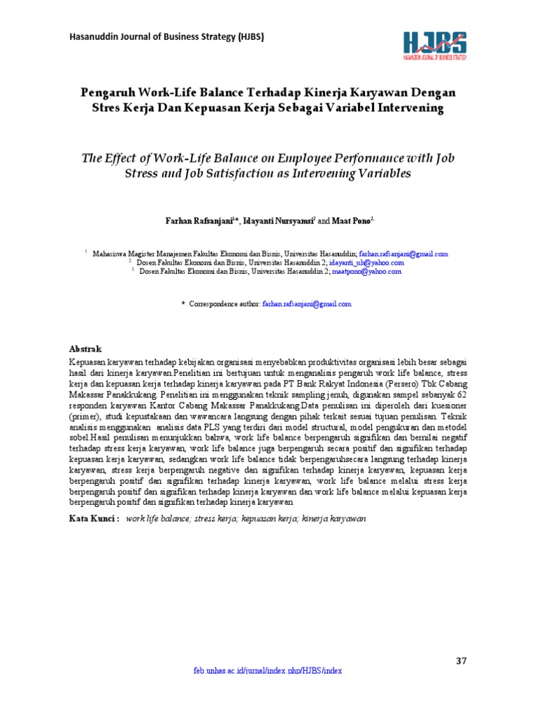 INDO - Pengaruh Work-Life Balance Terhadap Kinerja Karyawan | PDF