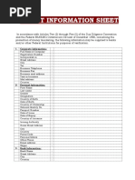 Company Information Sheet (CIS) Form | PDF