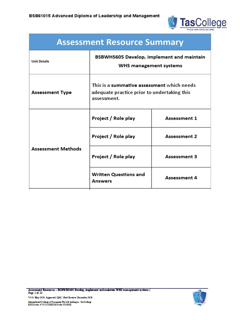 WHS Management Systems Assessment Guide | PDF | Occupational Safety And ...