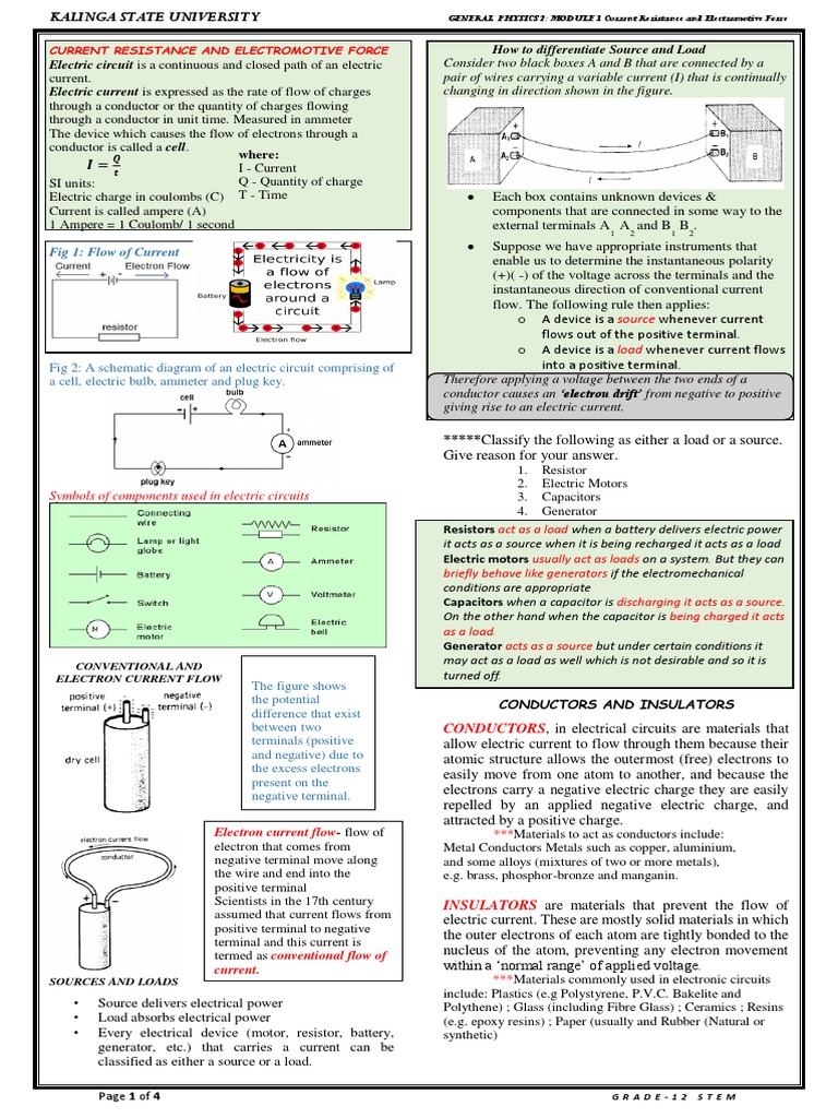 Current Resistance and EMF Explained | PDF | Electrical Resistivity And ...