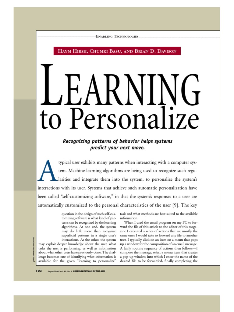 Learning To Personalize | PDF | Command Line Interface | Prediction