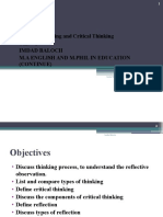 Reflective Writing and Critical Thinking Unit - 1 Imdad Baloch M.A English and M.Phil in Education (Continue)