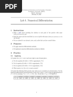 Lab 8. Numerical Differentiation: 1 Instructions