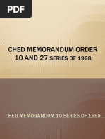 Ched Memorandum Order 10 AND 27: Series of 1998