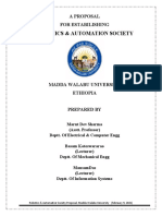 Robotics & Automation Society: A Proposal For Estabilishing