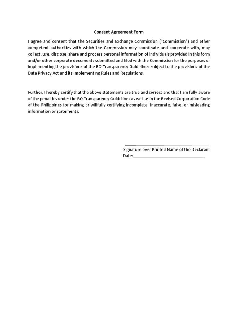 Consent Agreement Form Template | PDF | Law