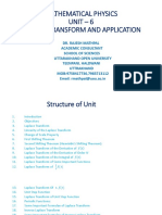 Mathematical Physics Unit - 6 Laplace Transform and Application