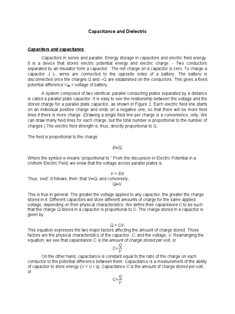 Capacitance and Dielectrics Explained | PDF | Dielectric | Capacitor