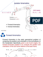 CH 4: Manipulator Kinematics: Task Space (X, Y, Z,) Joint Space