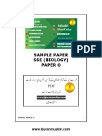 Sample Paper Sse (Biology) Paper O