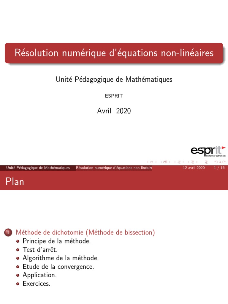 Partie02 Méthode de Dichotomie | PDF | Équations | Analyse numérique