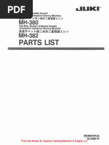 Parts List: MH-380 MH-382