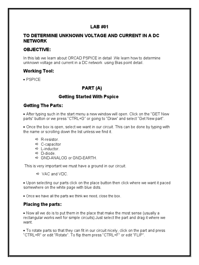 LAB 01 To Determine Unknown Voltage and Current in A DC Network