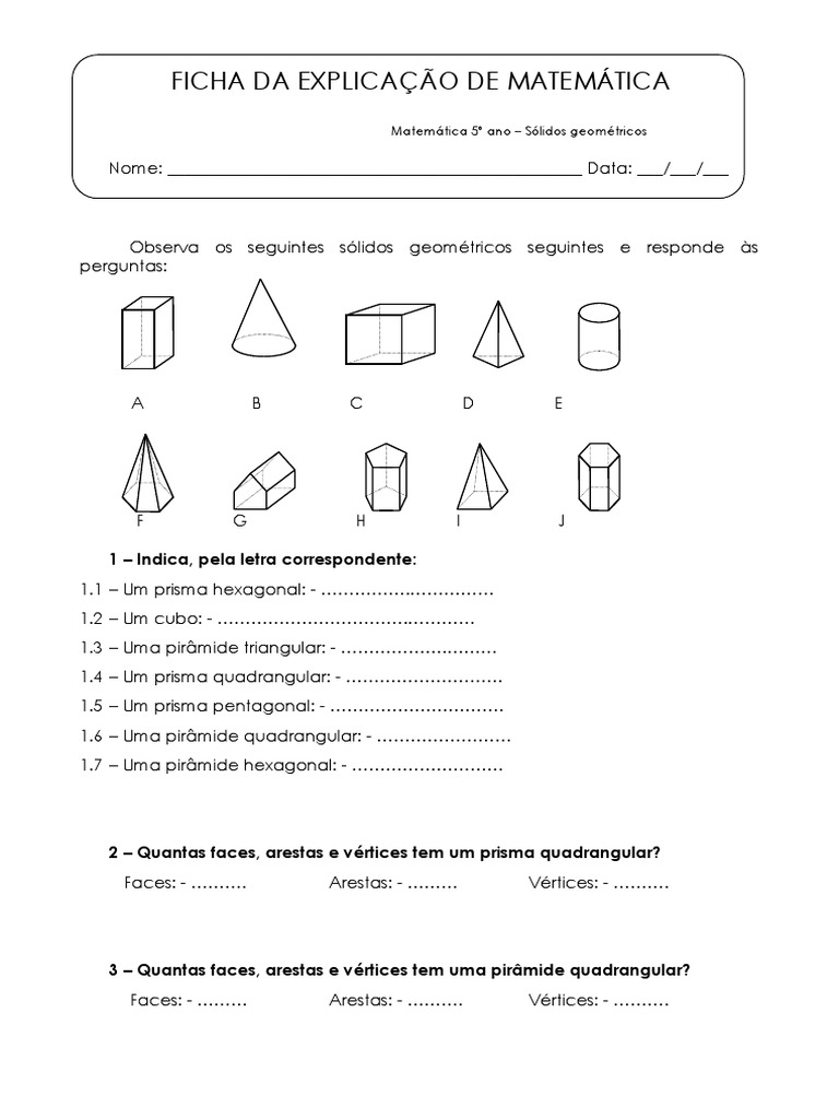 Atividades sobre Poliedros e Não Poliedros | PDF